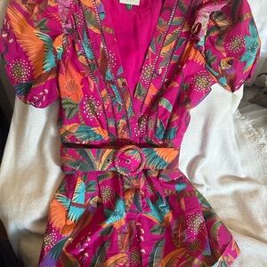 FARM Rio Vibrant Pink and Orange Jumpsuit